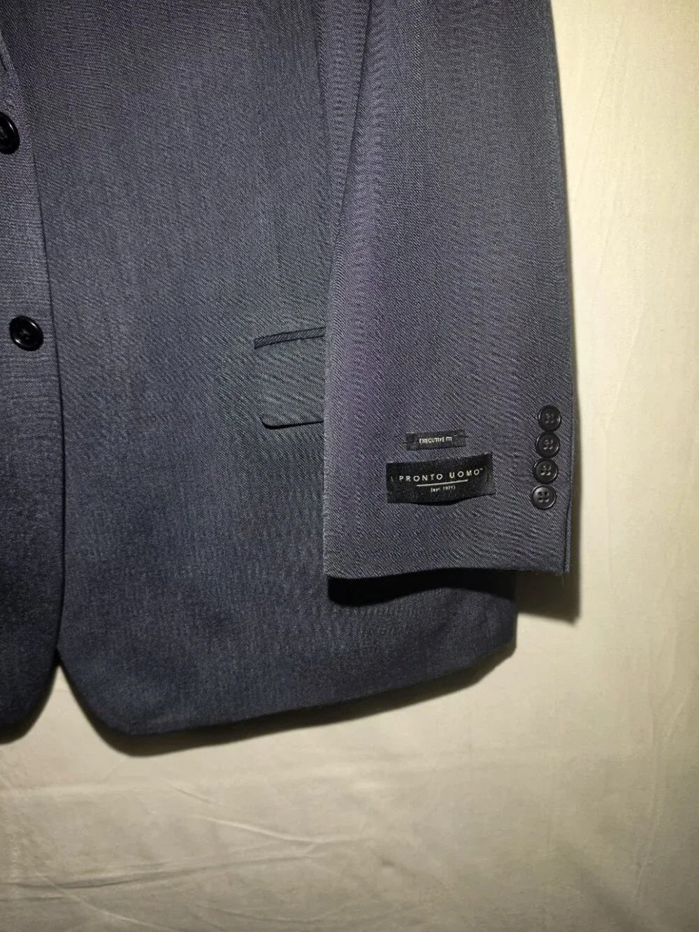 Mens XL Pronto Uomo Suit Jacket Dark Blue Satin interior Luxury Blazer